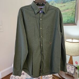 Tommy Hilfiger Dark Green Plaid Men's Shirt Sz Large
